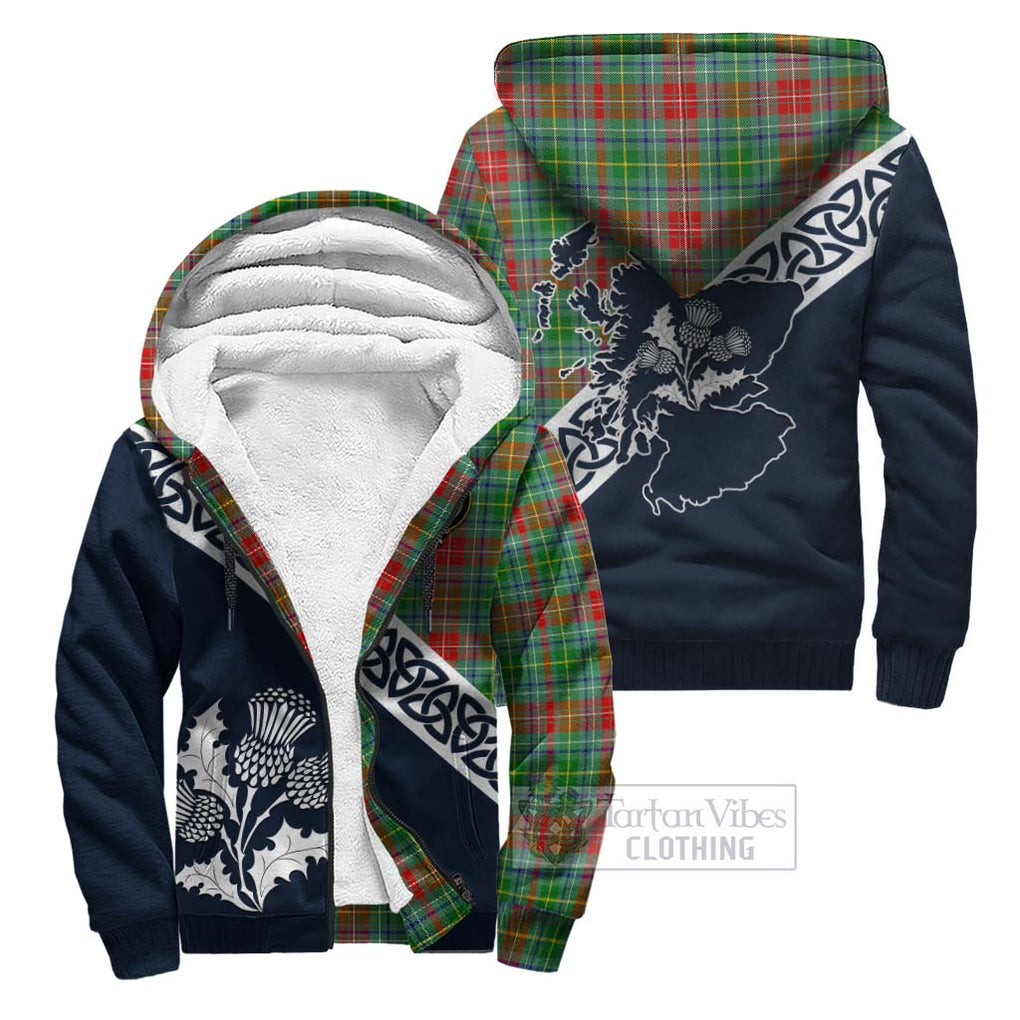 Tartan Vibes Clothing Muirhead Tartan Sherpa Hoodie Featuring Thistle and Scotland Map