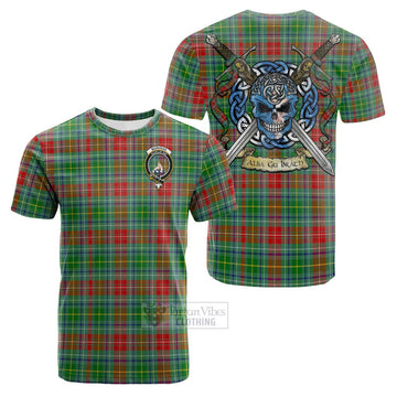 Muirhead Tartan Cotton T-shirt with Family Crest Celtic Skull Style