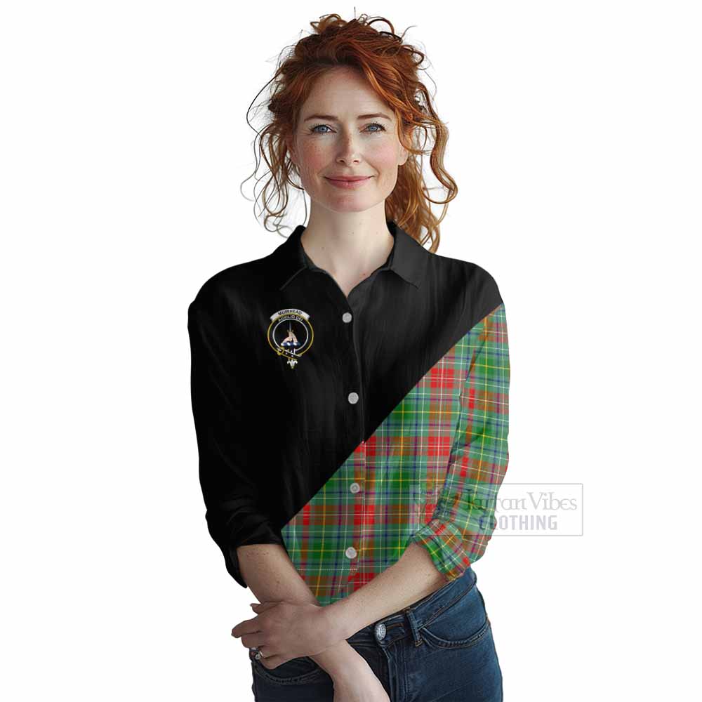 Tartan Vibes Clothing Muirhead Tartan Women's Casual Shirt with Family Crest and Military Logo Style