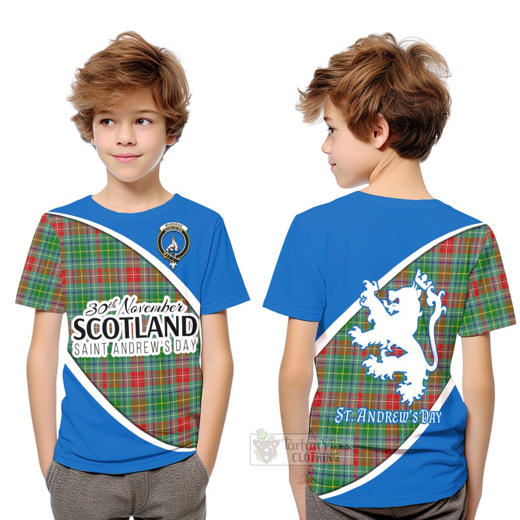 Tartan Vibes Clothing Muirhead Family Crest Tartan Kid T-Shirt Celebrate Saint Andrew's Day in Style