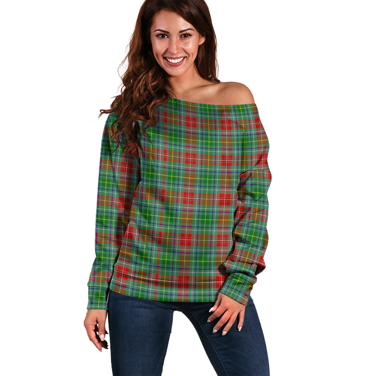 Muirhead Tartan Off Shoulder Women Sweater Women - Tartanvibesclothing