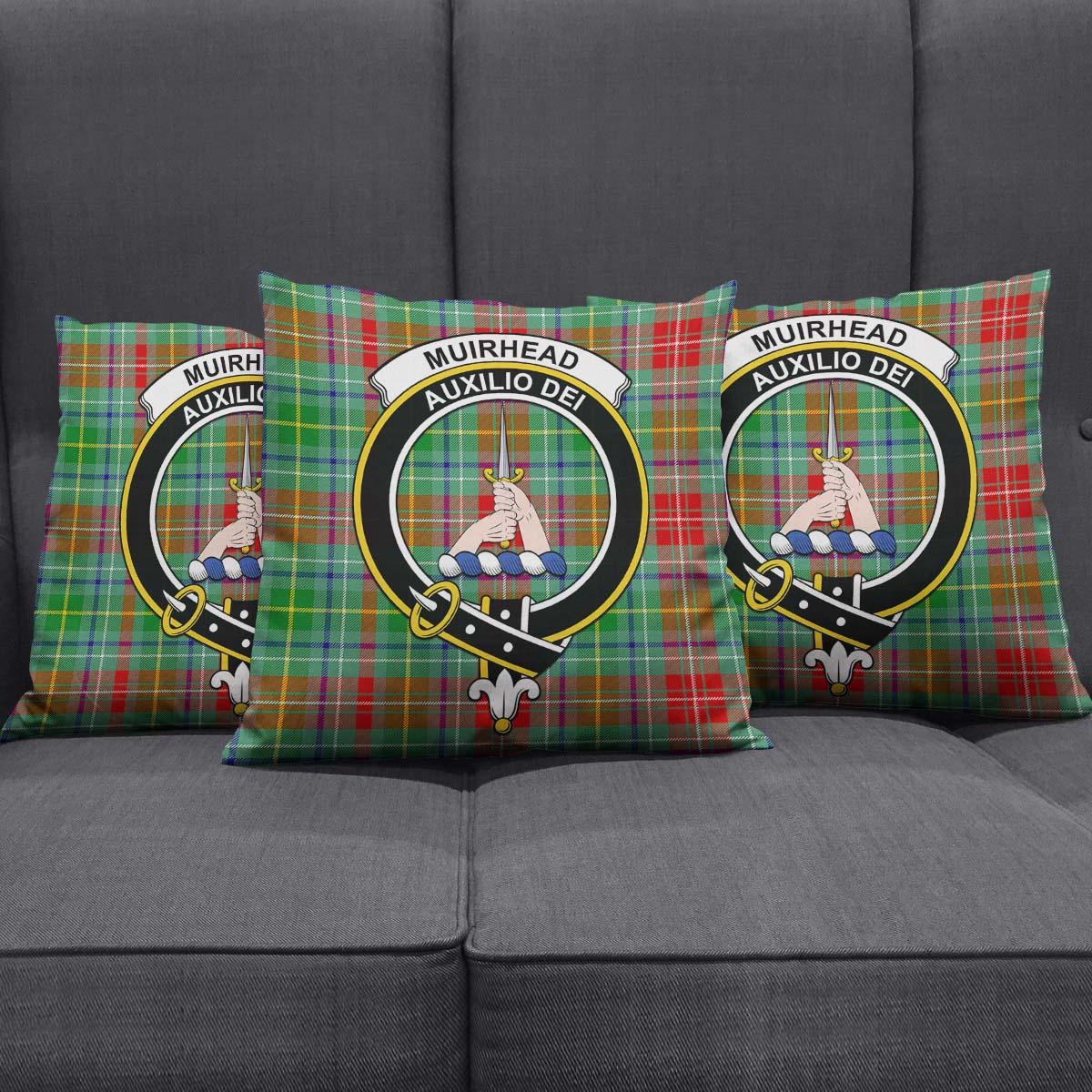 Muirhead Tartan Pillow Cover with Family Crest Square Pillow Cover - Tartanvibesclothing