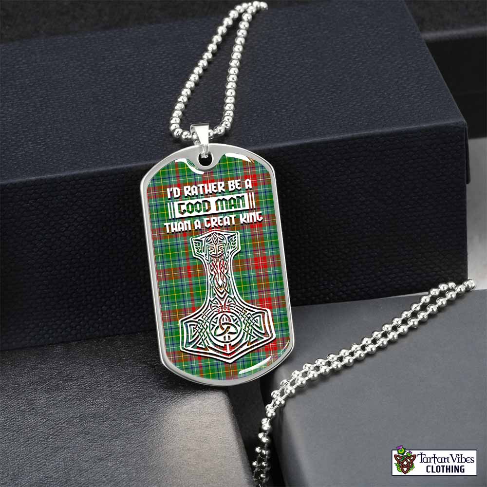 Tartan Vibes Clothing Muirhead Tartan Dog Tag Necklace Viking Mjolnir Style