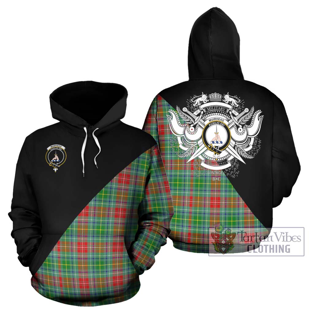 Tartan Vibes Clothing Muirhead Tartan Hoodie with Family Crest and Military Logo Style