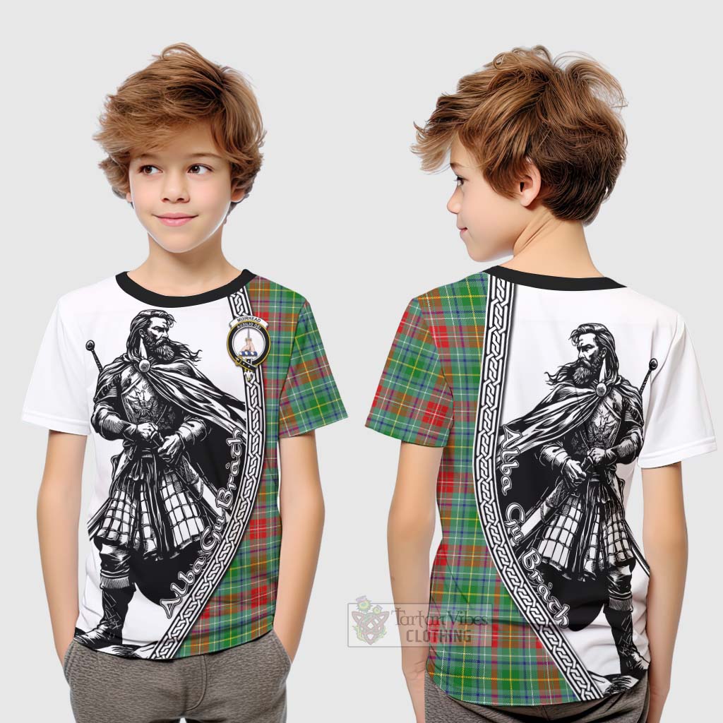 Tartan Vibes Clothing Muirhead Tartan Clan Crest Kid T-Shirt with Highlander Warrior Celtic Style