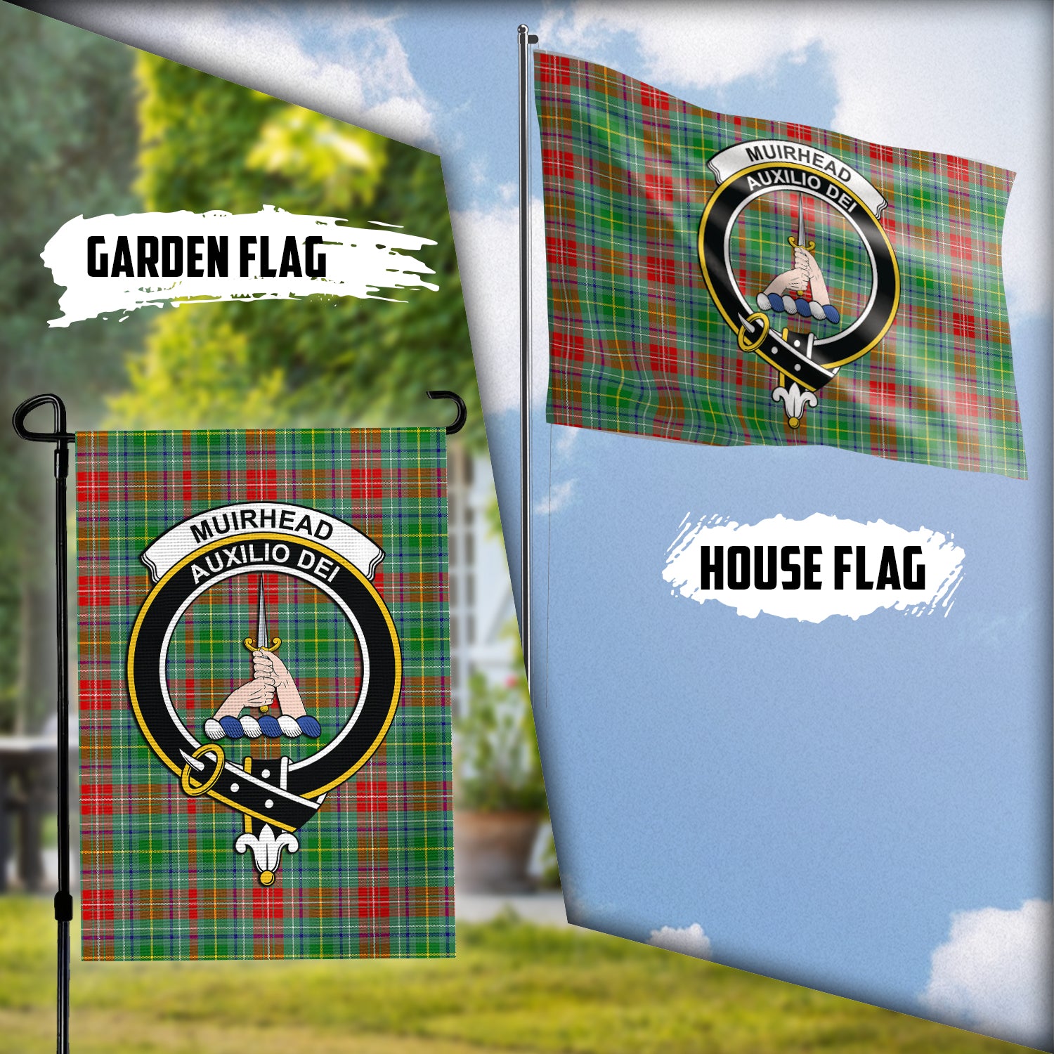 muirhead-tartan-flag-with-family-crest