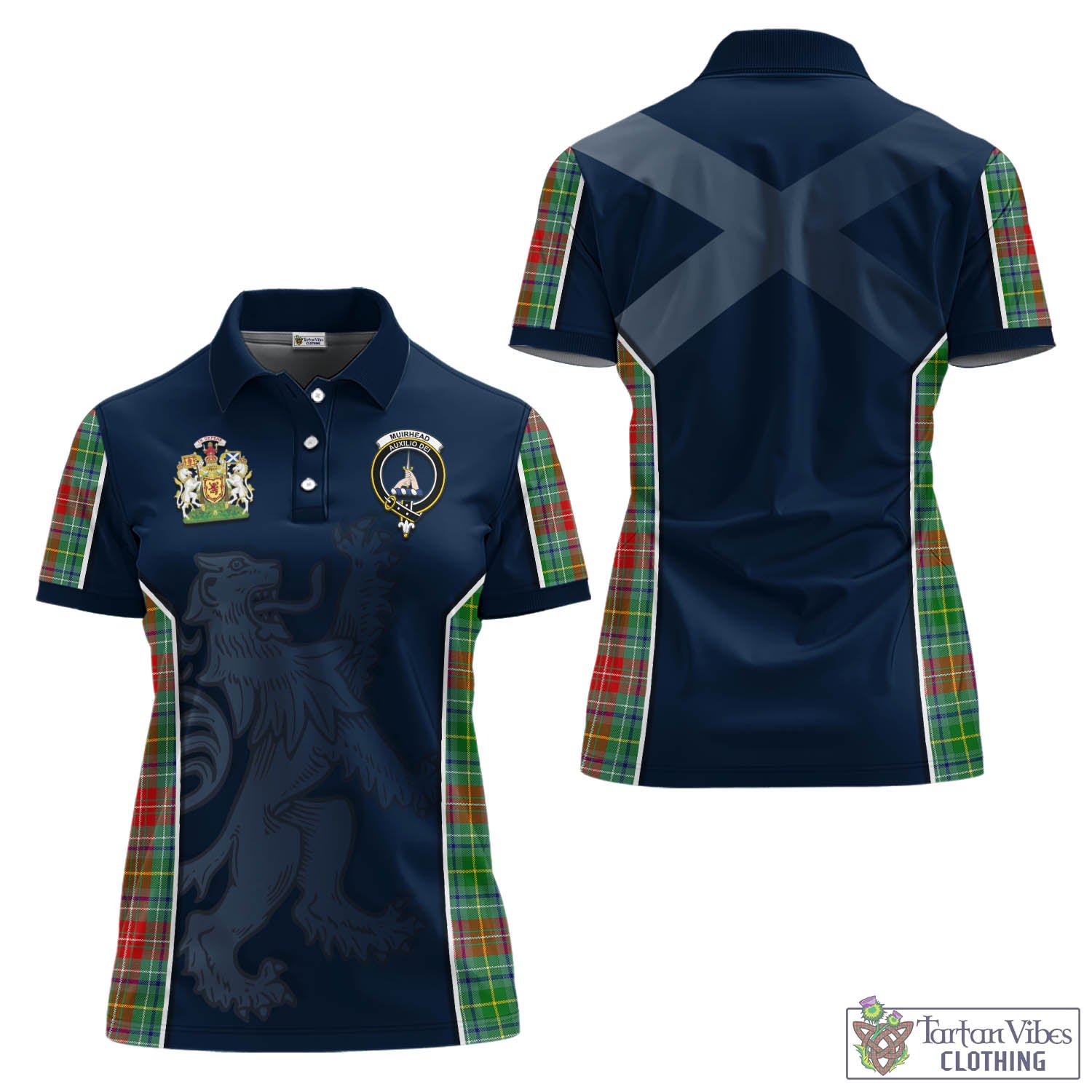 Muirhead Tartan Women's Polo Shirt with Family Crest and Lion Rampant Vibes Sport Style Women - Tartan Vibes Clothing