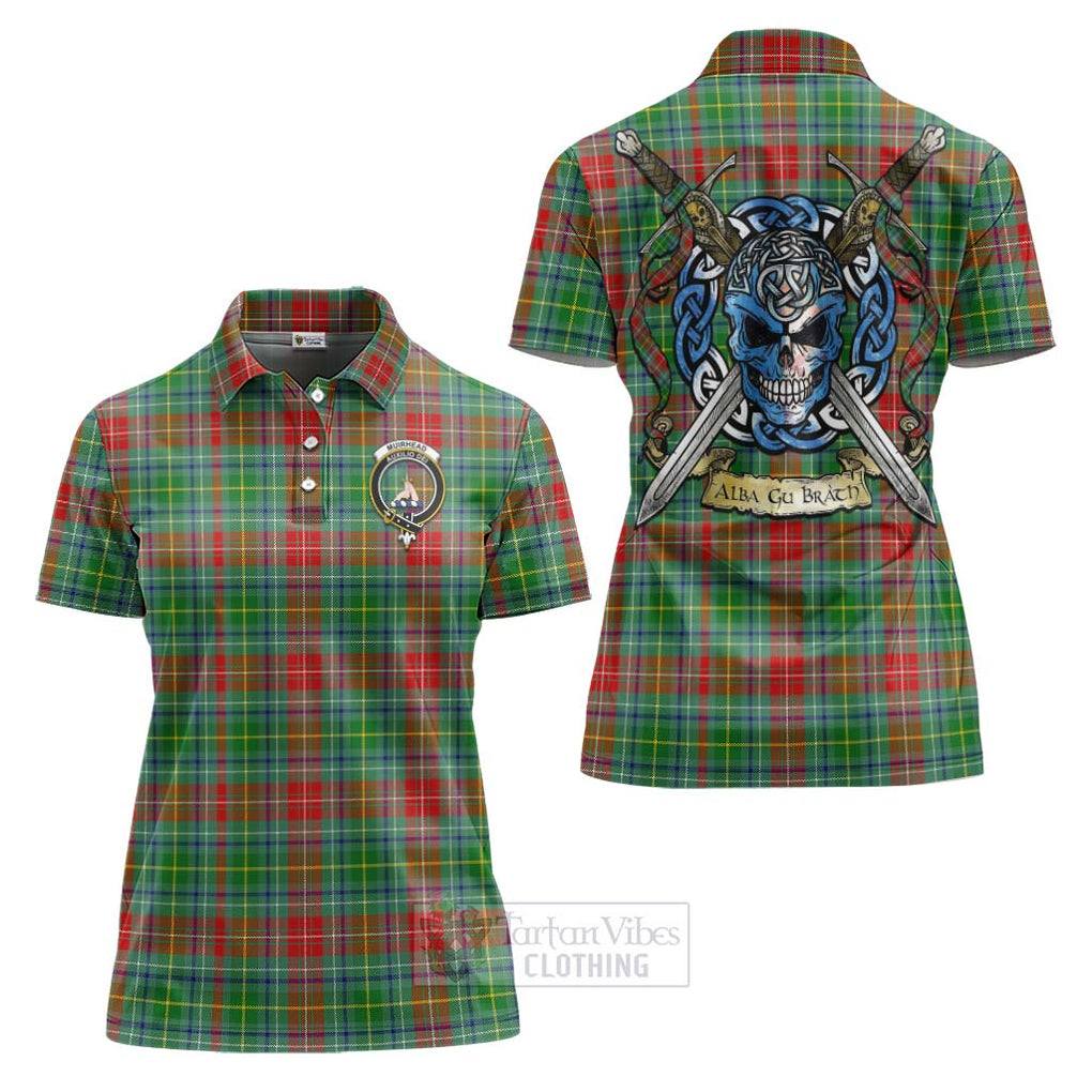 Tartan Vibes Clothing Muirhead Tartan Women's Polo Shirt with Family Crest Celtic Skull Style