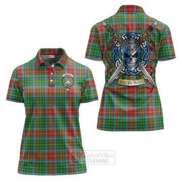 Muirhead Tartan Women's Polo Shirt with Family Crest Celtic Skull Style