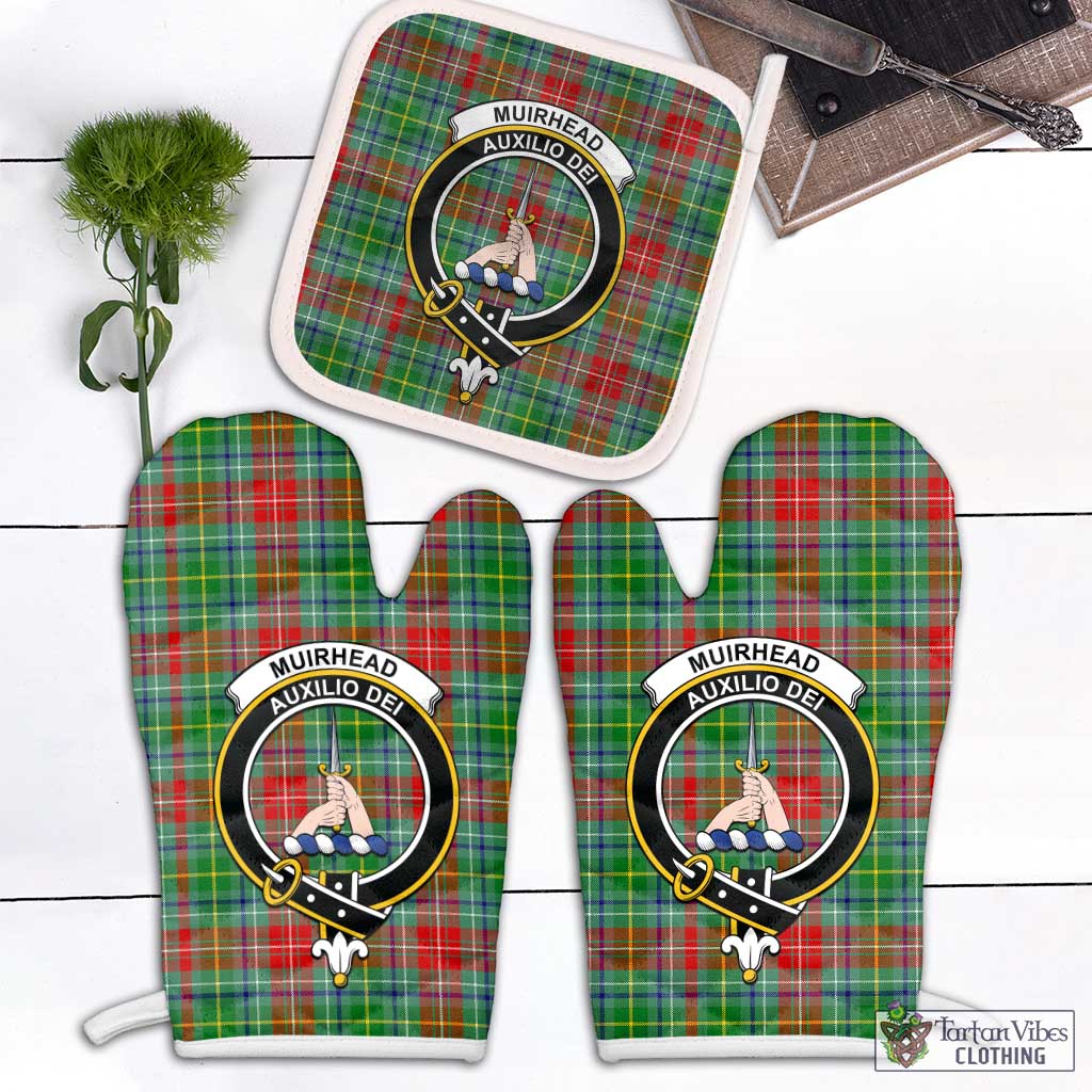 Tartan Vibes Clothing Muirhead Tartan Combo Oven Mitt & Pot-Holder with Family Crest