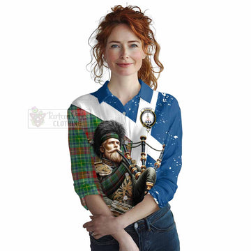 Muirhead Tartan Women's Casual Shirt with Family Crest Scottish Bagpiper Vibes