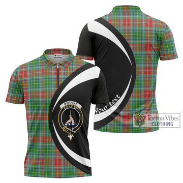 Muirhead Tartan Zipper Polo Shirt with Family Crest Circle Style