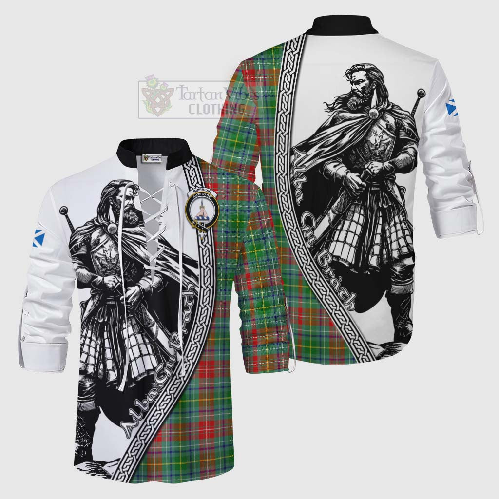 Tartan Vibes Clothing Muirhead Tartan Clan Crest Ghillie Kilt Shirt with Highlander Warrior Celtic Style