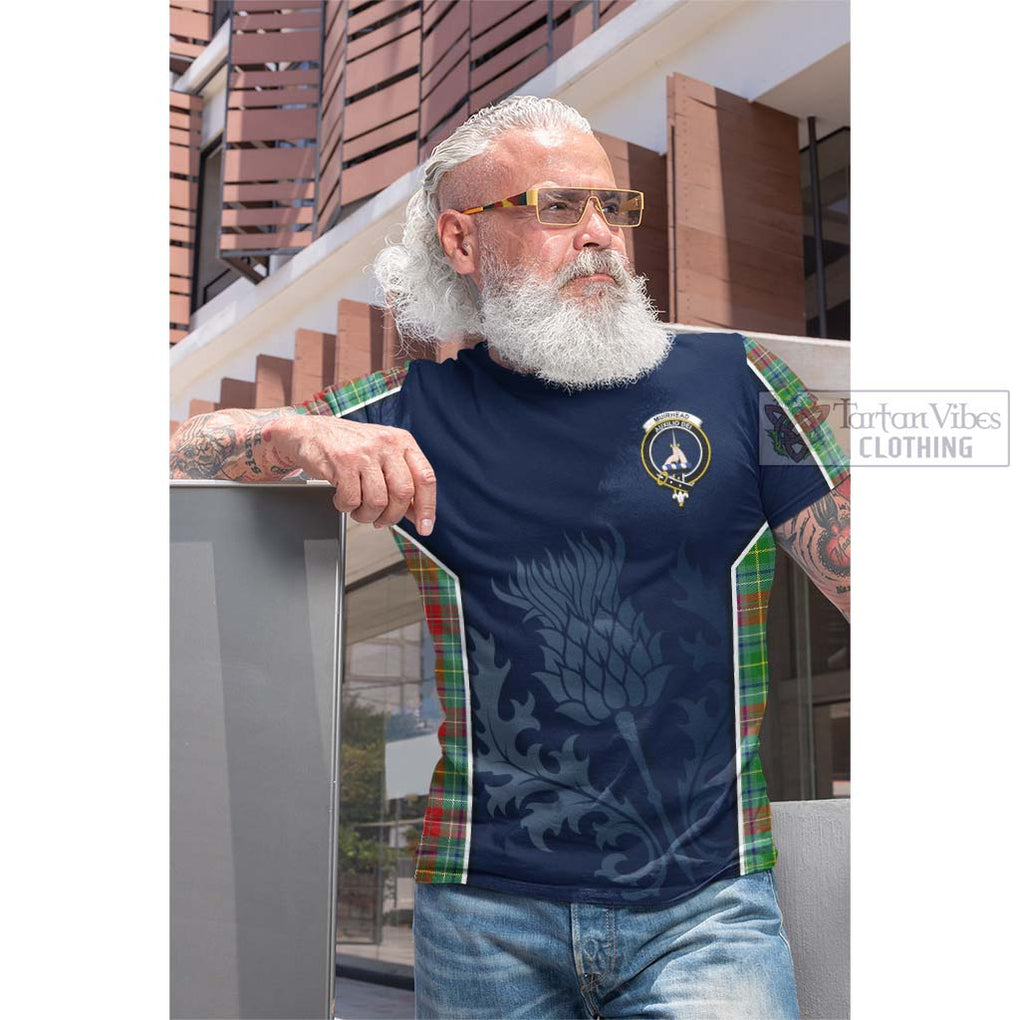 Tartan Vibes Clothing Muirhead Tartan Cotton T-shirt with Family Crest and Scottish Thistle Vibes Sport Style