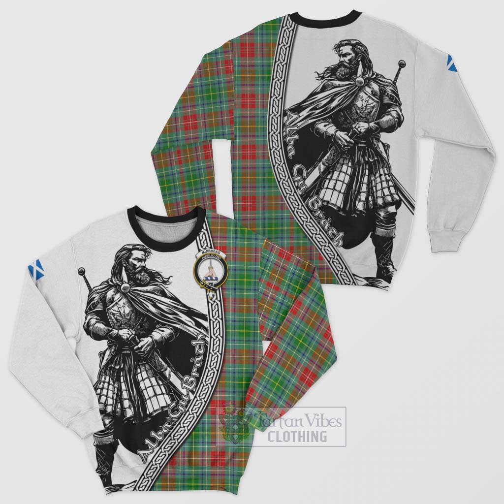 Tartan Vibes Clothing Muirhead Tartan Clan Crest Sweatshirt with Highlander Warrior Celtic Style