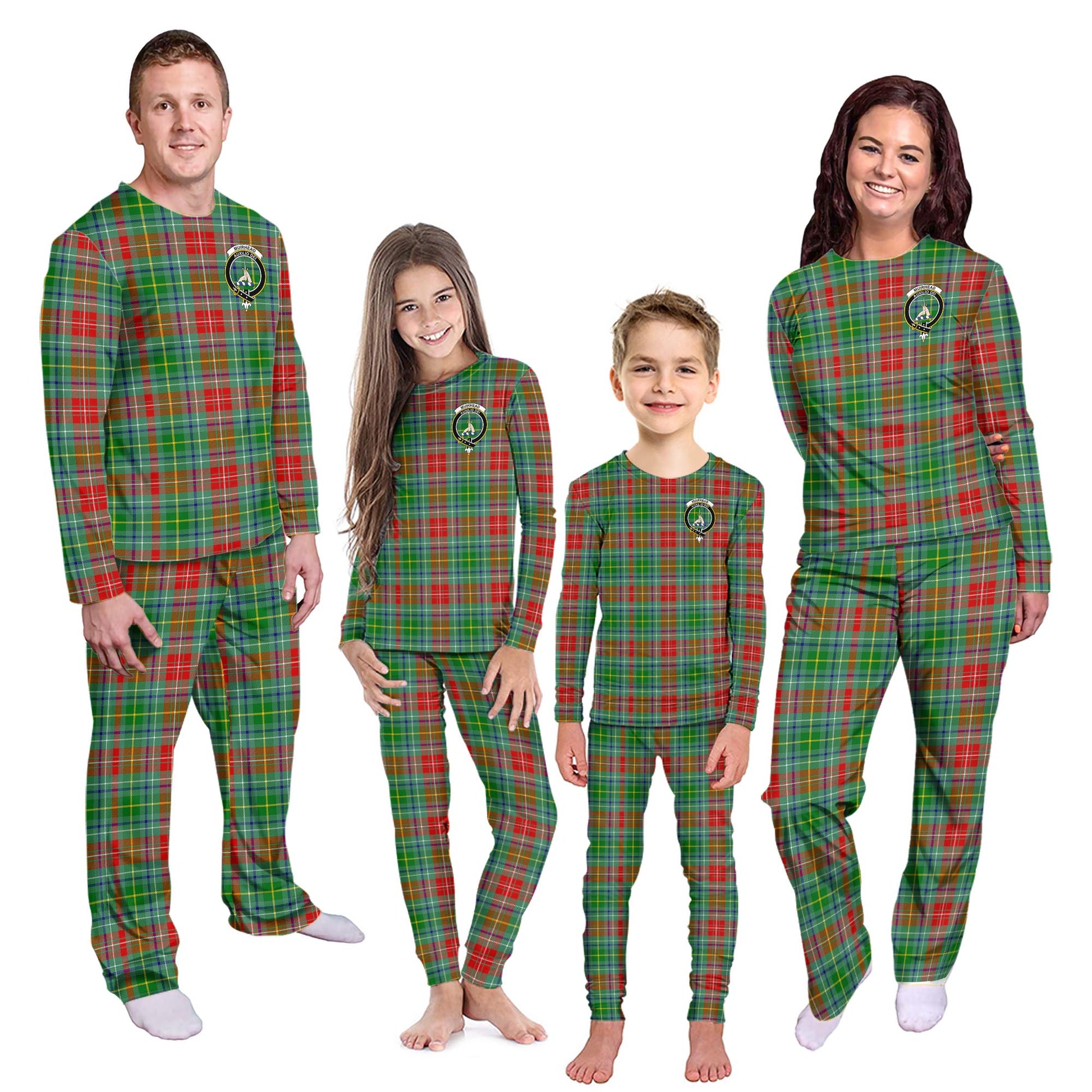 Muirhead Tartan Pajamas Family Set with Family Crest - Tartanvibesclothing