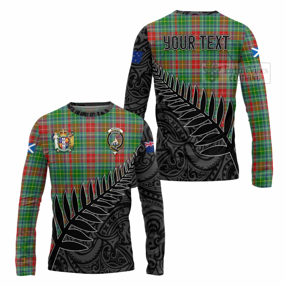 Tartan Vibes Clothing Muirhead Crest Tartan Long Sleeve T-Shirt with New Zealand Silver Fern Half Style