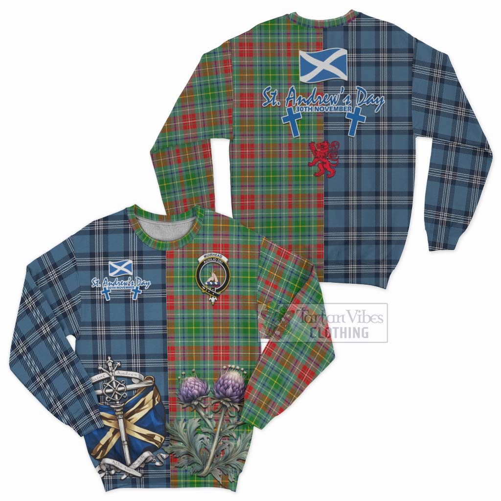 Tartan Vibes Clothing Muirhead Tartan Sweatshirt Happy St. Andrew's Day Half Tartan Style