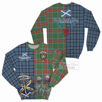 Muirhead Tartan Sweatshirt Happy St. Andrew's Day Half Tartan Style