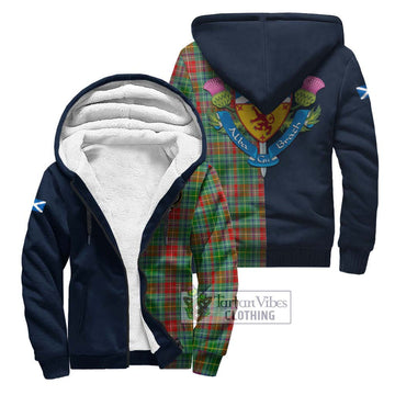 Muirhead Tartan Sherpa Hoodie Alba with Scottish Lion Royal Arm Half Style