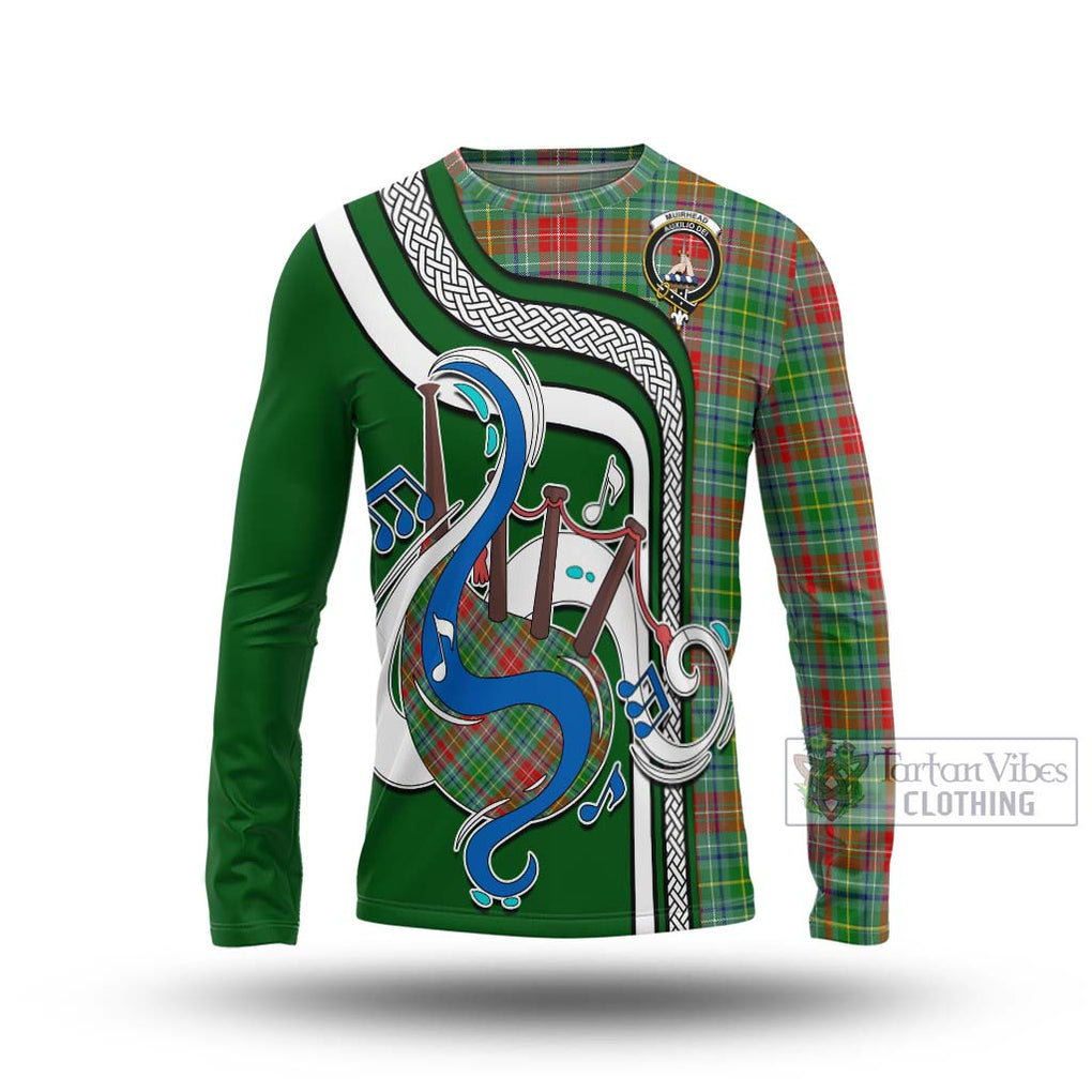 Tartan Vibes Clothing Muirhead Tartan Long Sleeve T-Shirt with Epic Bagpipe Style