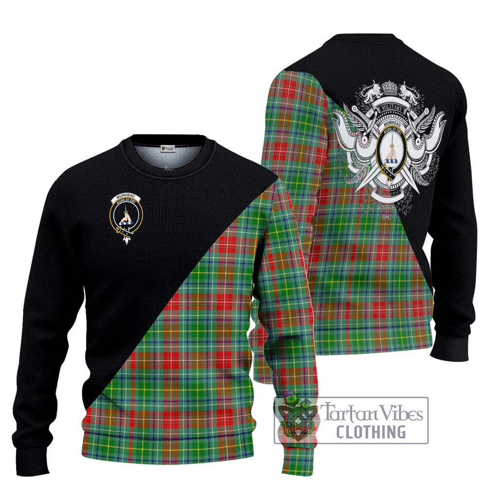 Muirhead Tartan Knitted Sweater with Family Crest and Military Logo Style Unisex - Tartanvibesclothing Shop