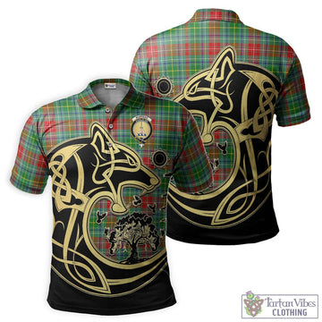 Muirhead Tartan Polo Shirt with Family Crest Celtic Wolf Style