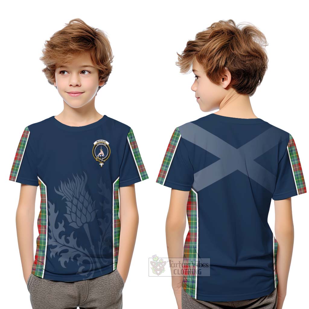 Tartan Vibes Clothing Muirhead Tartan Kid T-Shirt with Family Crest and Scottish Thistle Vibes Sport Style