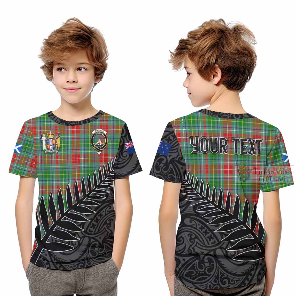 Tartan Vibes Clothing Muirhead Crest Tartan Kid T-Shirt with New Zealand Silver Fern Half Style