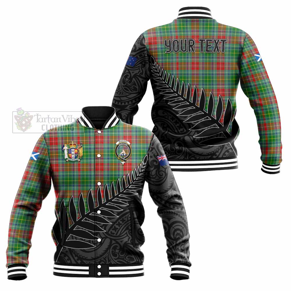 Tartan Vibes Clothing Muirhead Crest Tartan Baseball Jacket with New Zealand Silver Fern Half Style