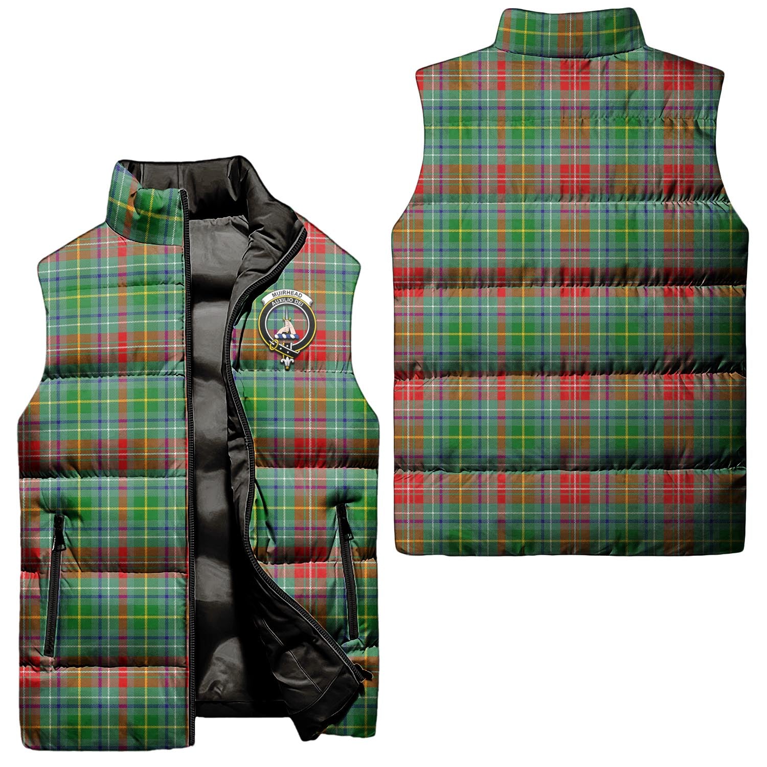 Muirhead Tartan Sleeveless Puffer Jacket with Family Crest Unisex - Tartanvibesclothing