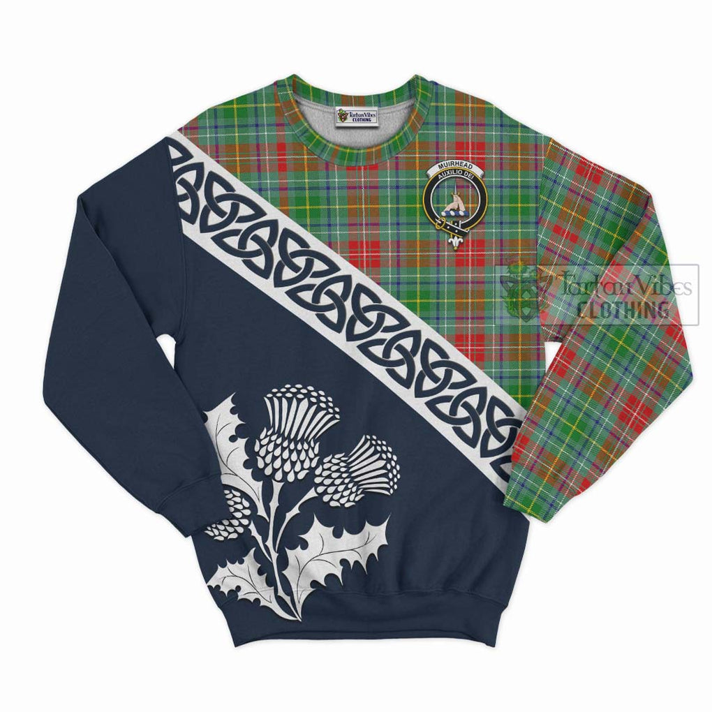 Tartan Vibes Clothing Muirhead Tartan Sweatshirt Featuring Thistle and Scotland Map