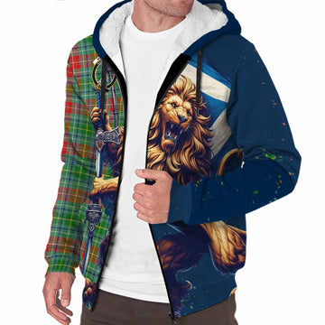 Muirhead Tartan Family Crest Sherpa Hoodie with Scottish Majestic Lion