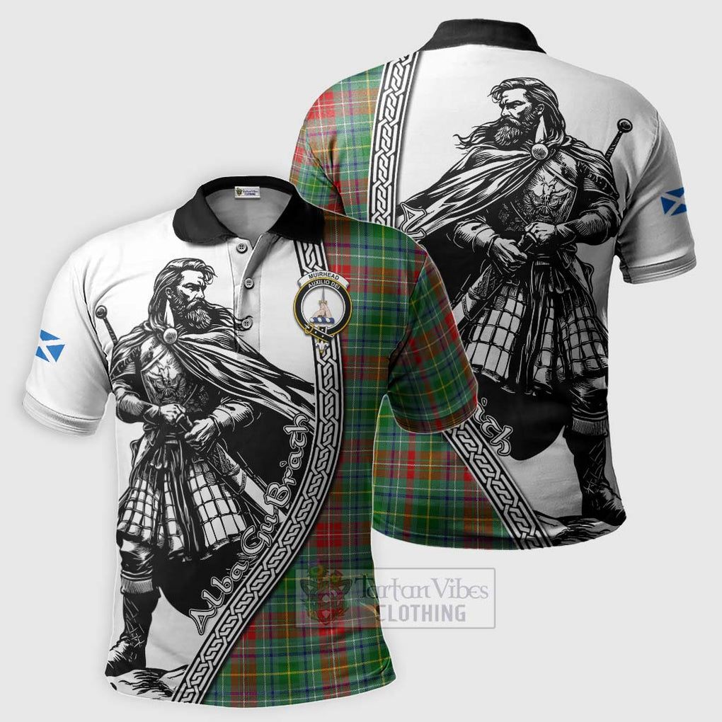 Tartan Vibes Clothing Muirhead Tartan Clan Crest Polo Shirt with Highlander Warrior Celtic Style