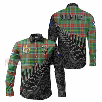 Muirhead Crest Tartan Long Sleeve Button Shirt with New Zealand Silver Fern Half Style