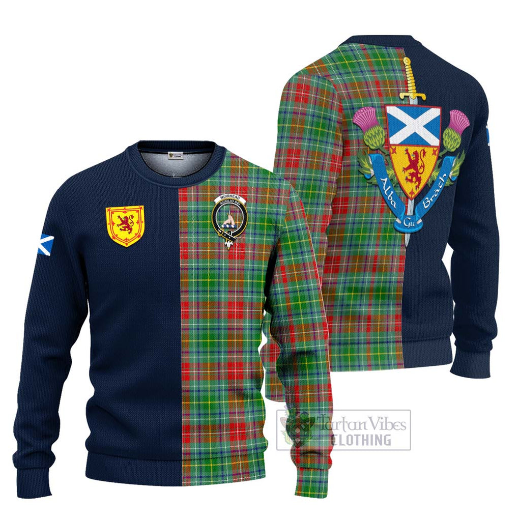 Tartan Vibes Clothing Muirhead Tartan Knitted Sweater with Scottish Lion Royal Arm Half Style