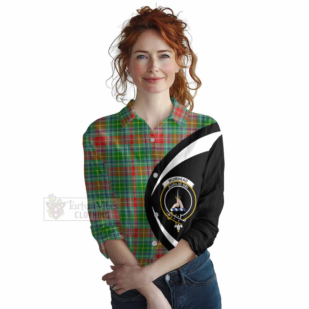 Tartan Vibes Clothing Muirhead Tartan Women's Casual Shirt with Family Crest Circle Style