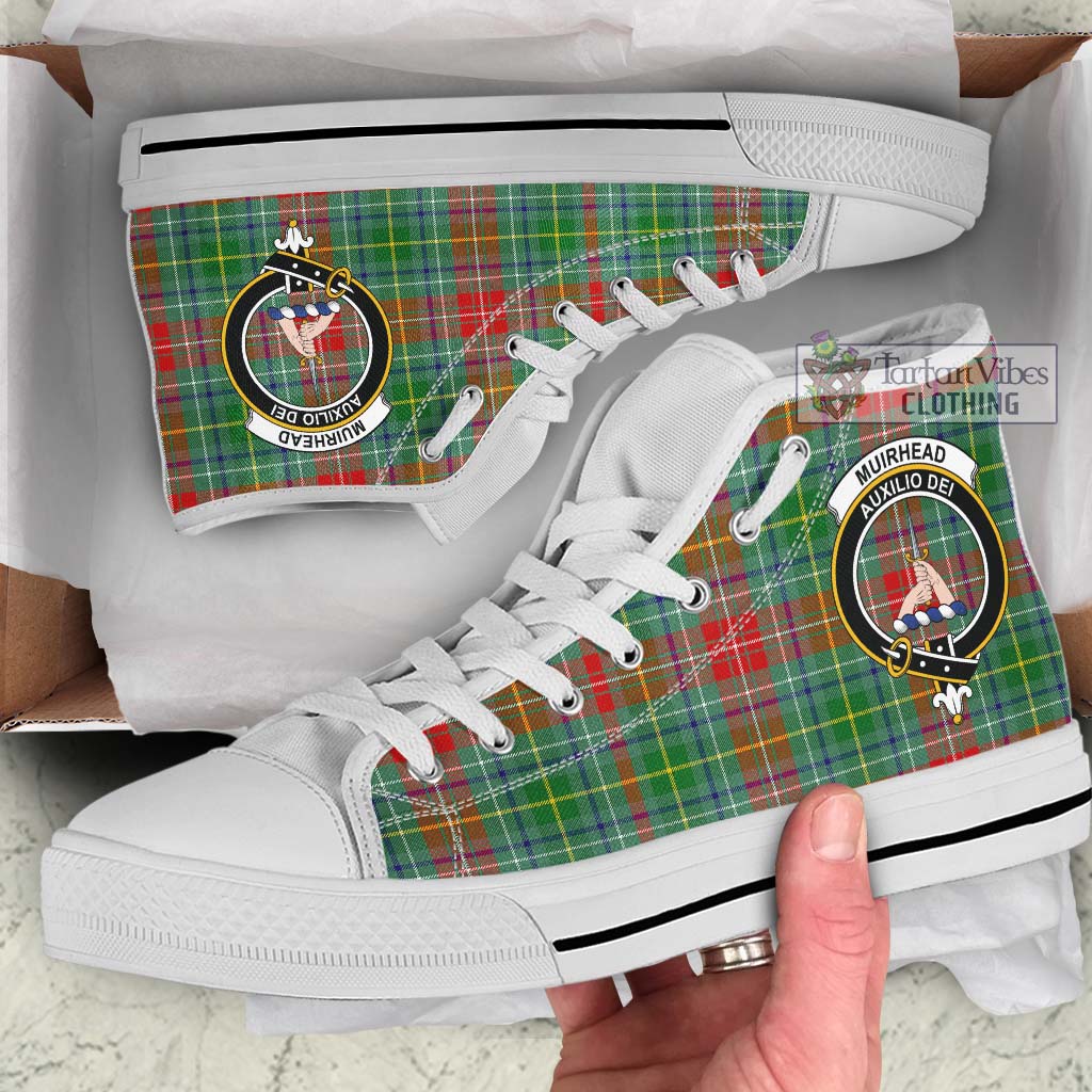 Tartan Vibes Clothing Muirhead Tartan High Top Shoes with Family Crest