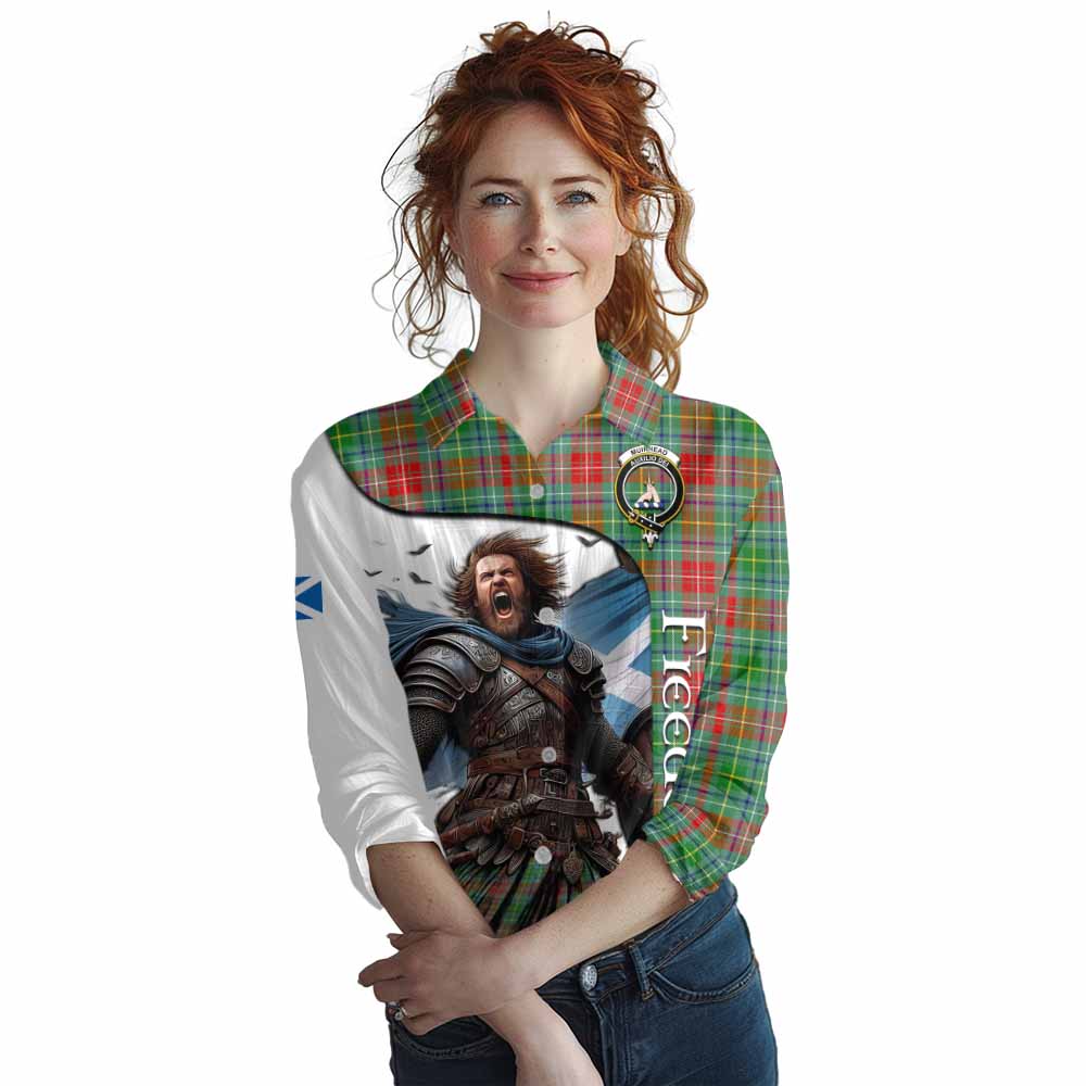 Tartan Vibes Clothing Muirhead Crest Tartan Women's Casual Shirt Inspired by the Freedom of Scottish Warrior