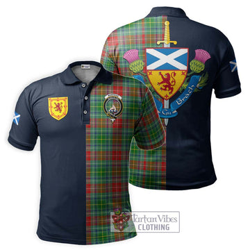 Muirhead Tartan Polo Shirt Alba with Scottish Lion Royal Arm Half Style