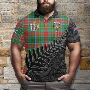 Muirhead Crest Tartan Polo Shirt with New Zealand Silver Fern Half Style