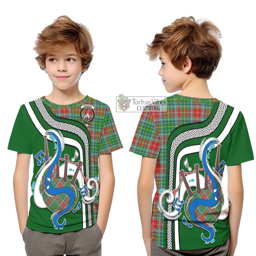 Tartan Vibes Clothing Muirhead Tartan Kid T-Shirt with Epic Bagpipe Style