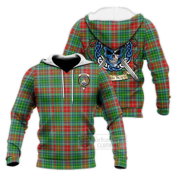 Muirhead Tartan Knitted Hoodie with Family Crest Celtic Skull Style