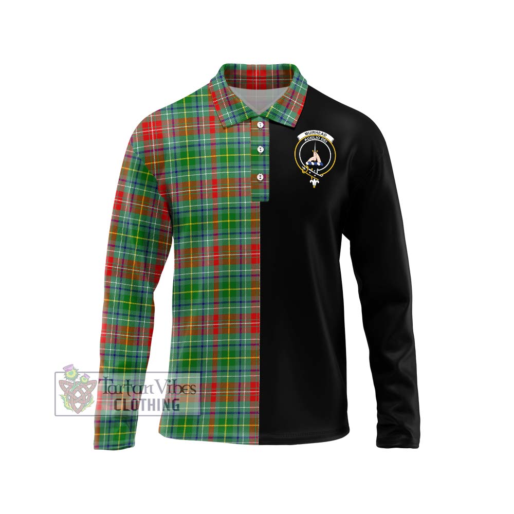 Muirhead Tartan Long Sleeve Polo Shirt with Family Crest and Half Of Me Style Unisex - Tartanvibesclothing Shop