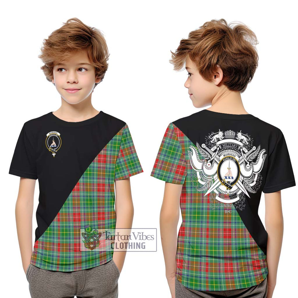 Muirhead Tartan Kid T-Shirt with Family Crest and Military Logo Style Youth XL Size14 - Tartanvibesclothing Shop