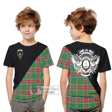 Muirhead Tartan Kid T-Shirt with Family Crest and Military Logo Style