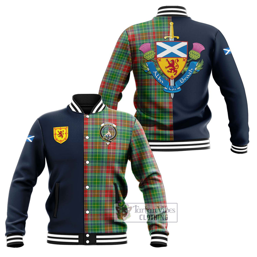 Tartan Vibes Clothing Muirhead Tartan Baseball Jacket with Scottish Lion Royal Arm Half Style