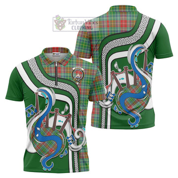 Muirhead Tartan Zipper Polo Shirt with Epic Bagpipe Style