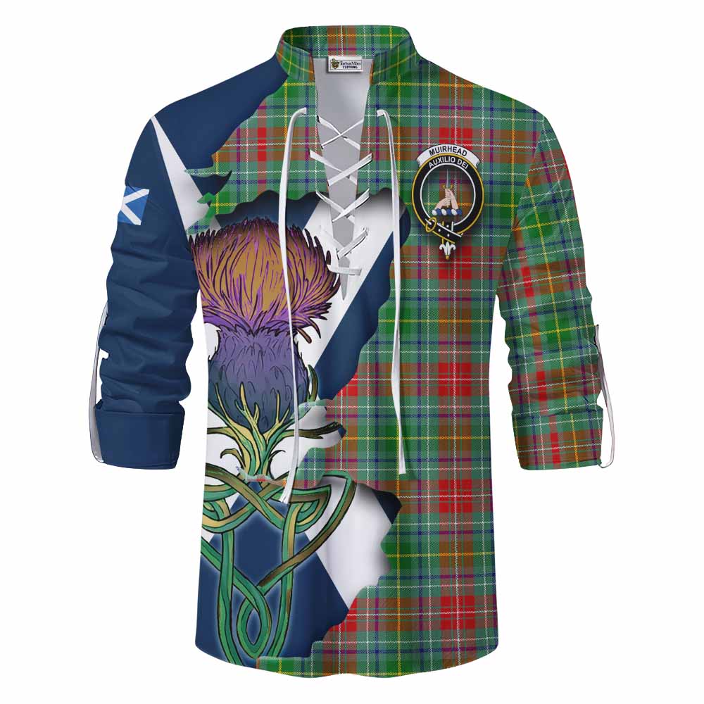 Muirhead Tartan Family Crest Ghillie Kilt Shirt Scottish Thistle Celtic Inspired Men - Tartan Vibes Clothing