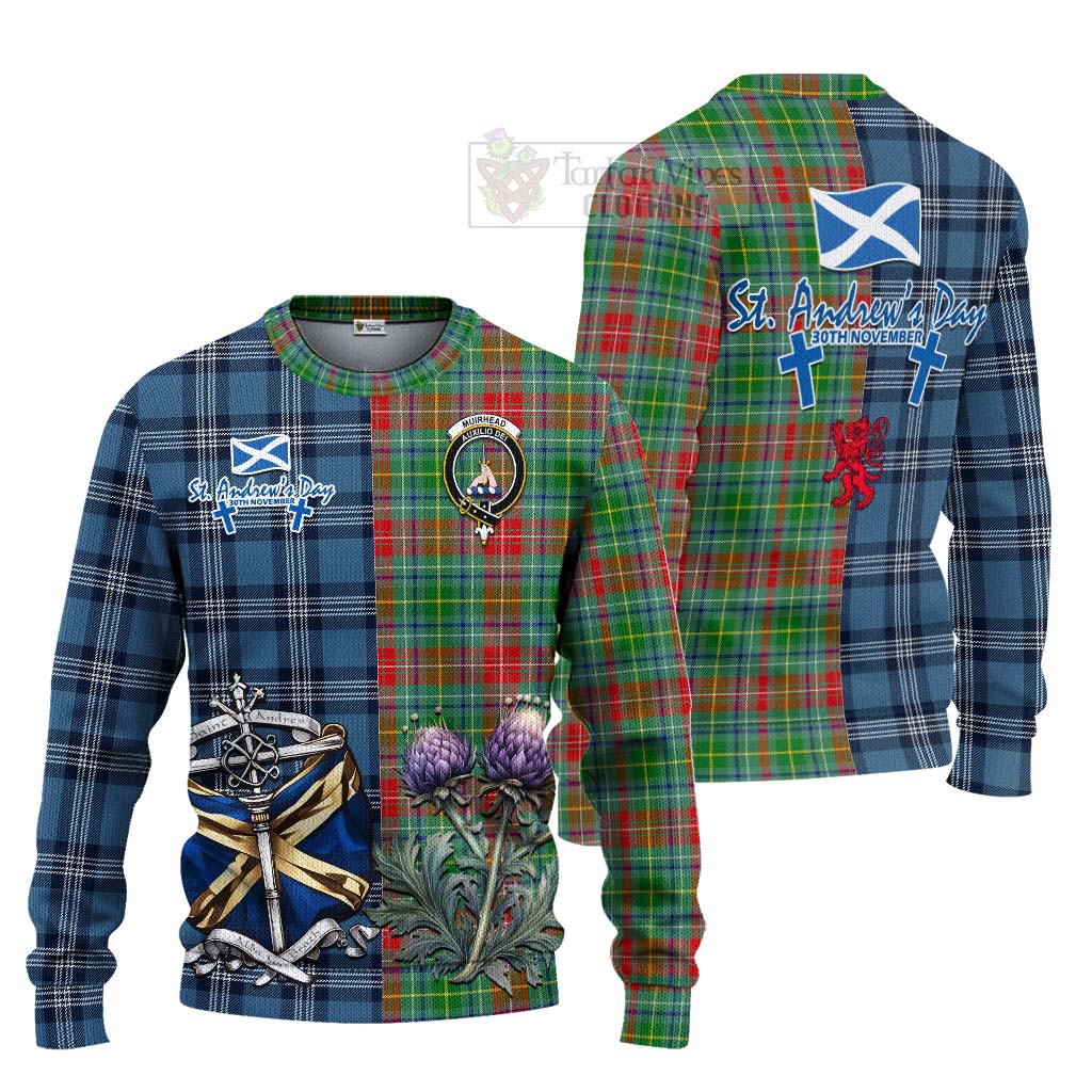 Tartan Vibes Clothing Muirhead Tartan Knitted Sweater Happy St. Andrew's Day Half Tartan Style